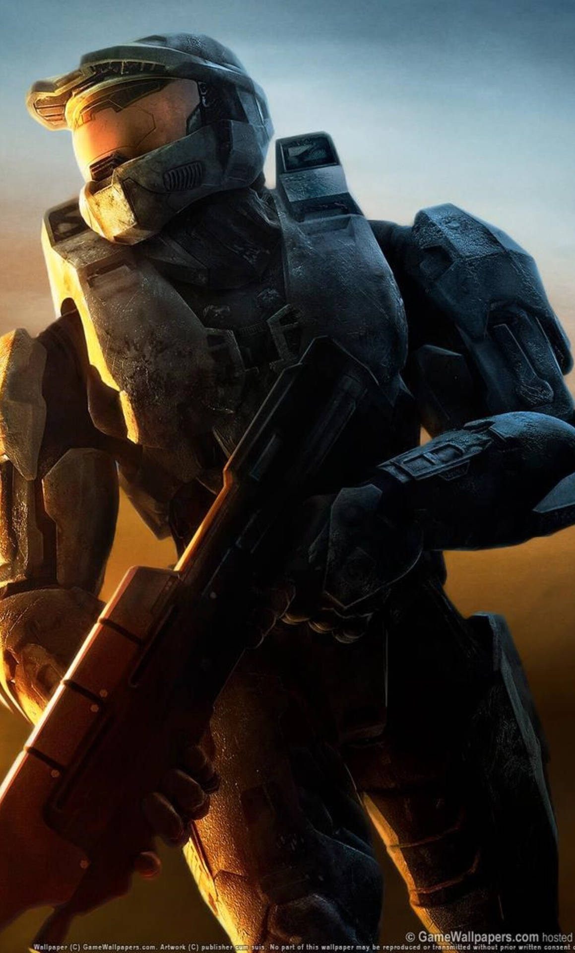 An Intense Moment In Halo 3 With Master Chief Battling Covenant Forces Background