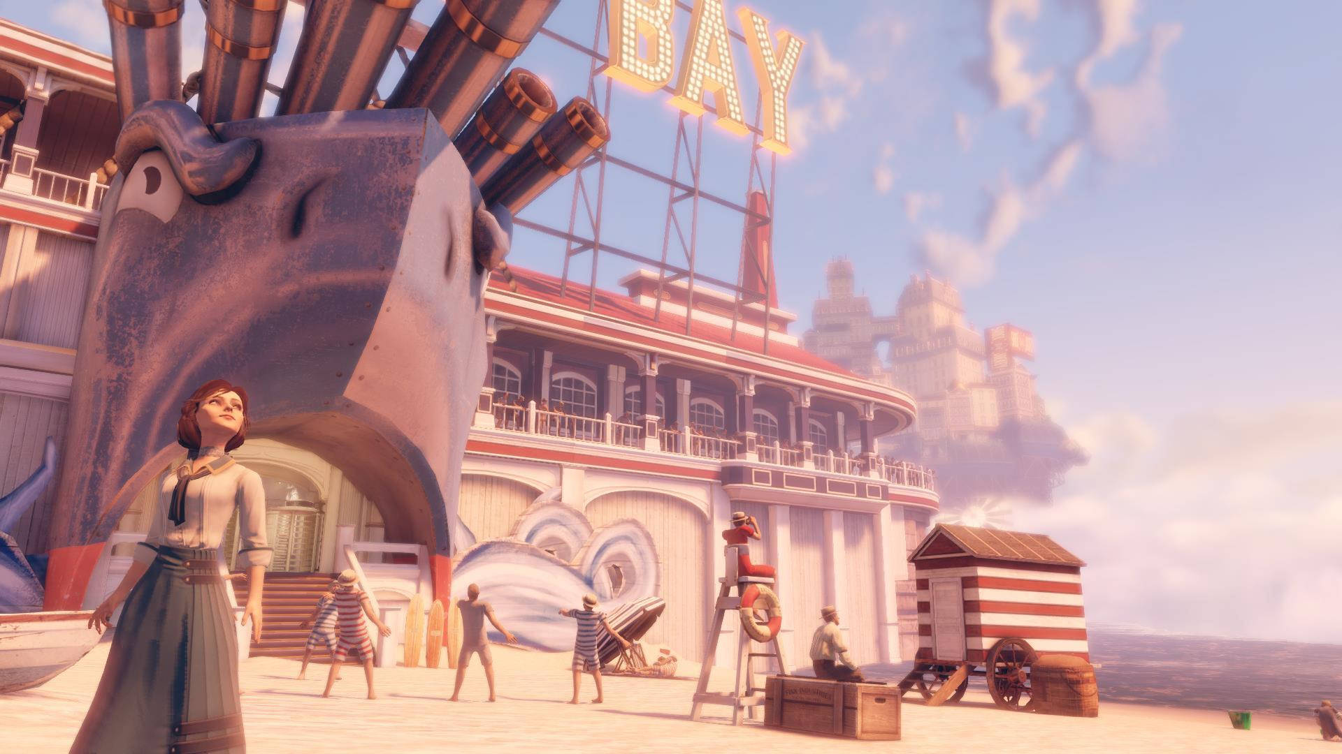 An Intensely Detailed Landscape Featuring The Beloved Bioshock Infinite Game. Background