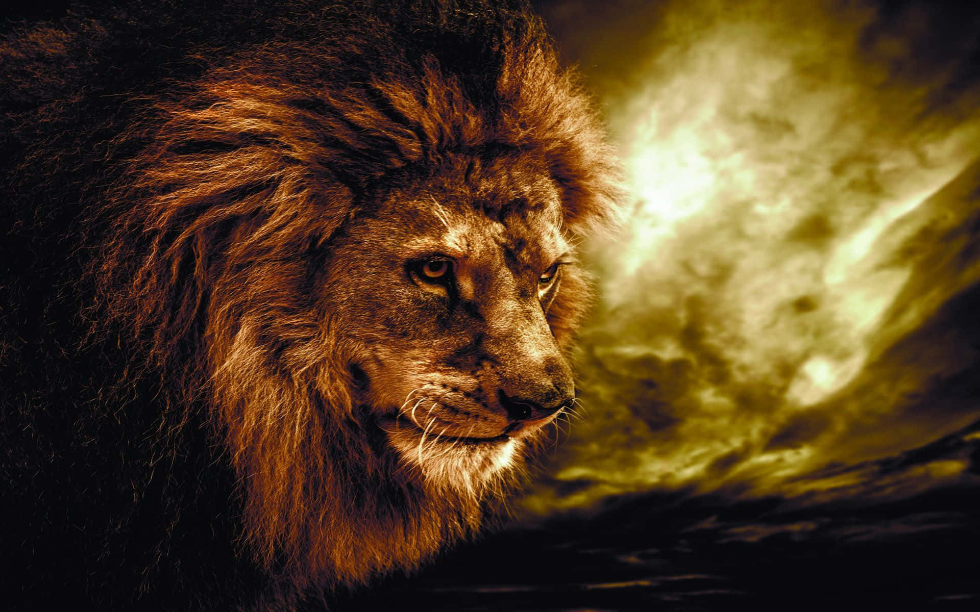 An Intrepid Abstract Lion Fearlessly Facing The Unknown Background