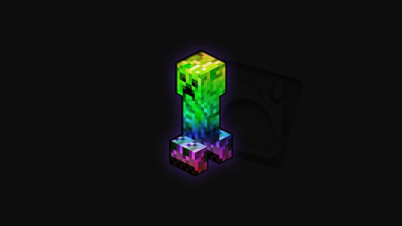 An Intriguing Colorful Creeper Displaying Minecraft's Unique Graphics Background