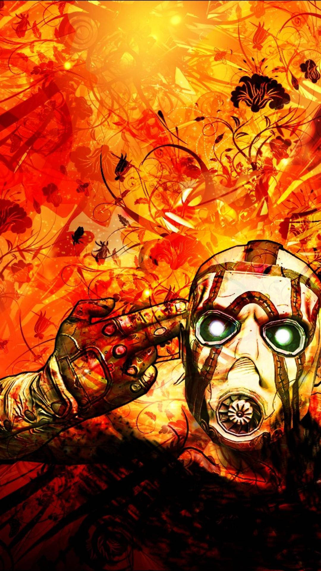 An Iphone With A Colorful Borderlands Wallpaper Background