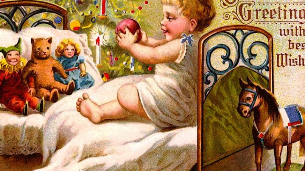 An Old-fashioned Christmas Desktop With Traditional Decorations Background