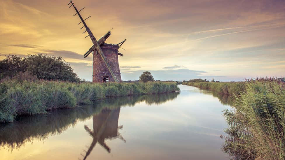 An Old Mill Beside River Ant, The Norfolk Broads Background