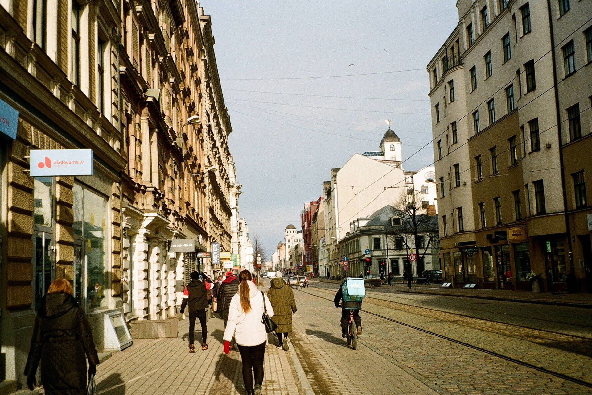 An Old Street In Riga Background