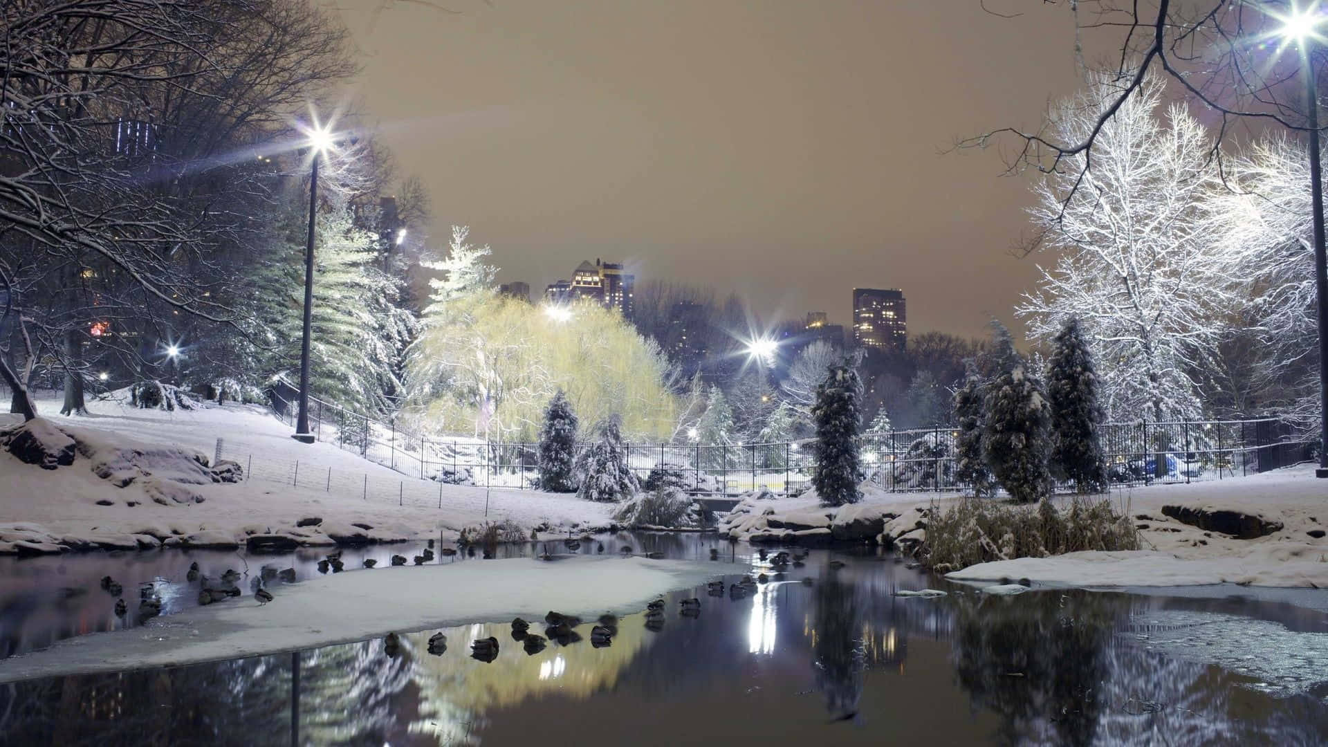 An Old Wooden Bridge In Winter Background