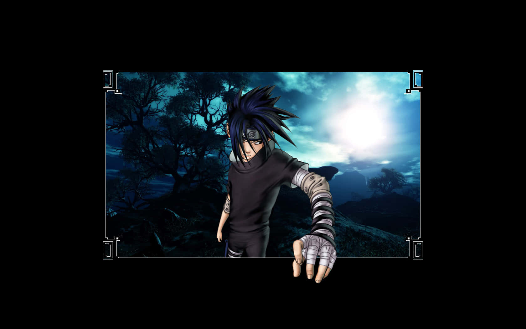 An Older Sasuke Uchiha Looking Up, With A Grim Determination Background