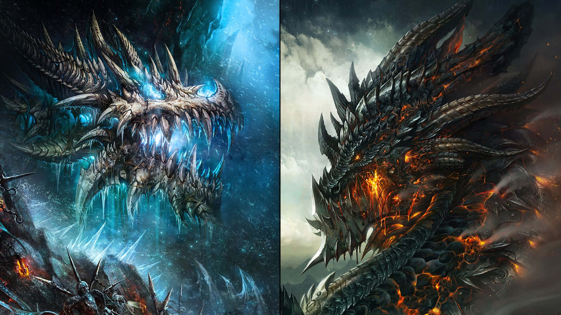 An Ominous Yet Graceful Powerful Dragon Looks Towards Its Domain Background