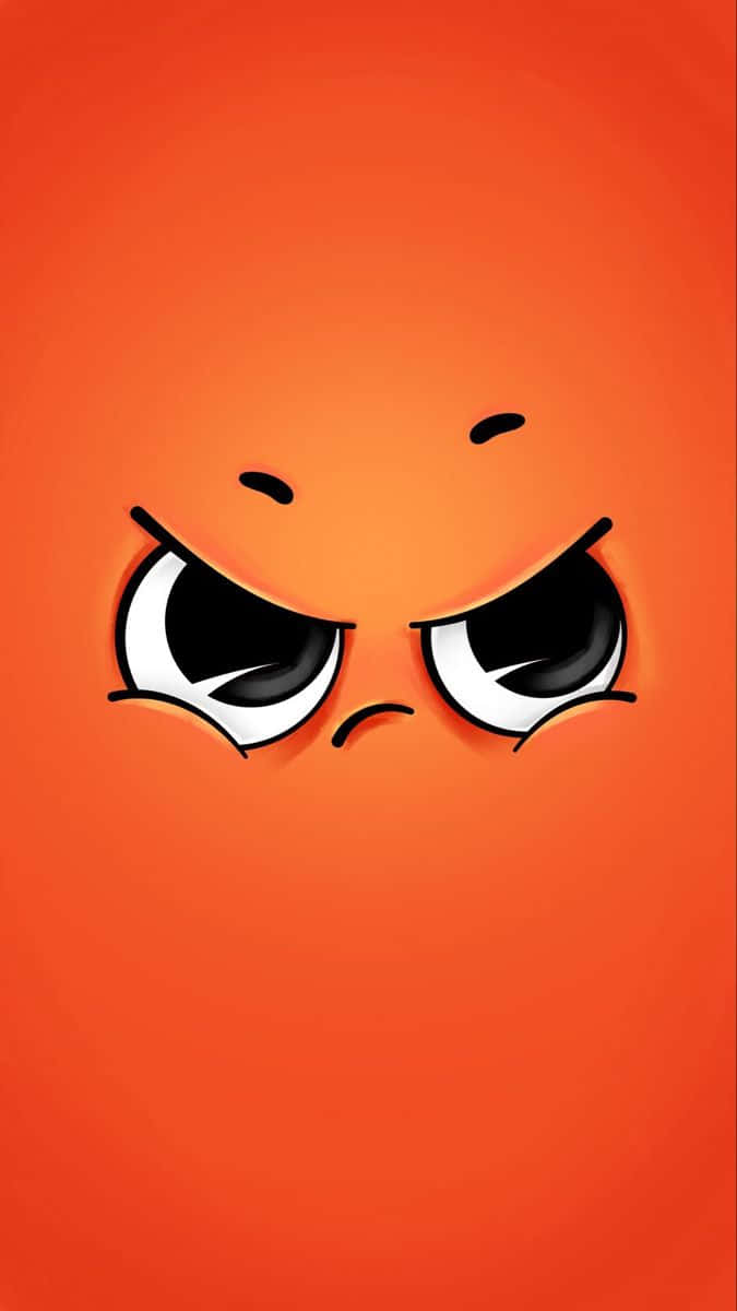 An Orange Face With Angry Eyes Background