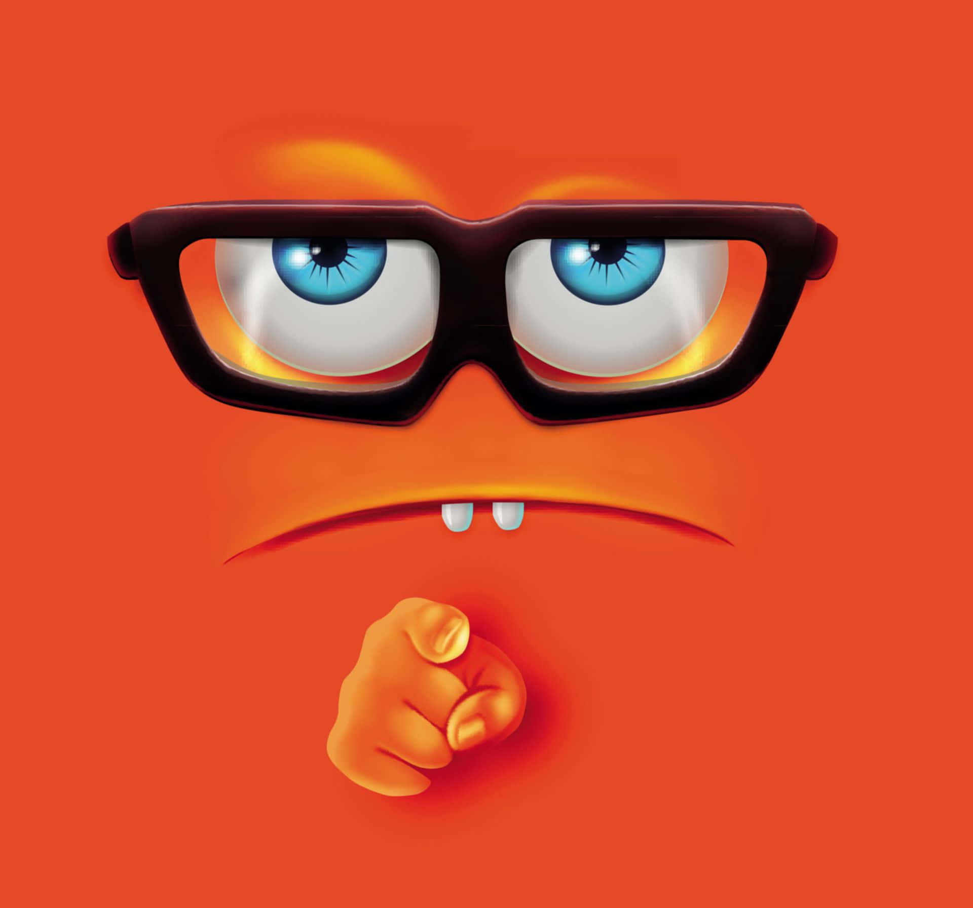 An Orange Monster With Glasses And A Finger