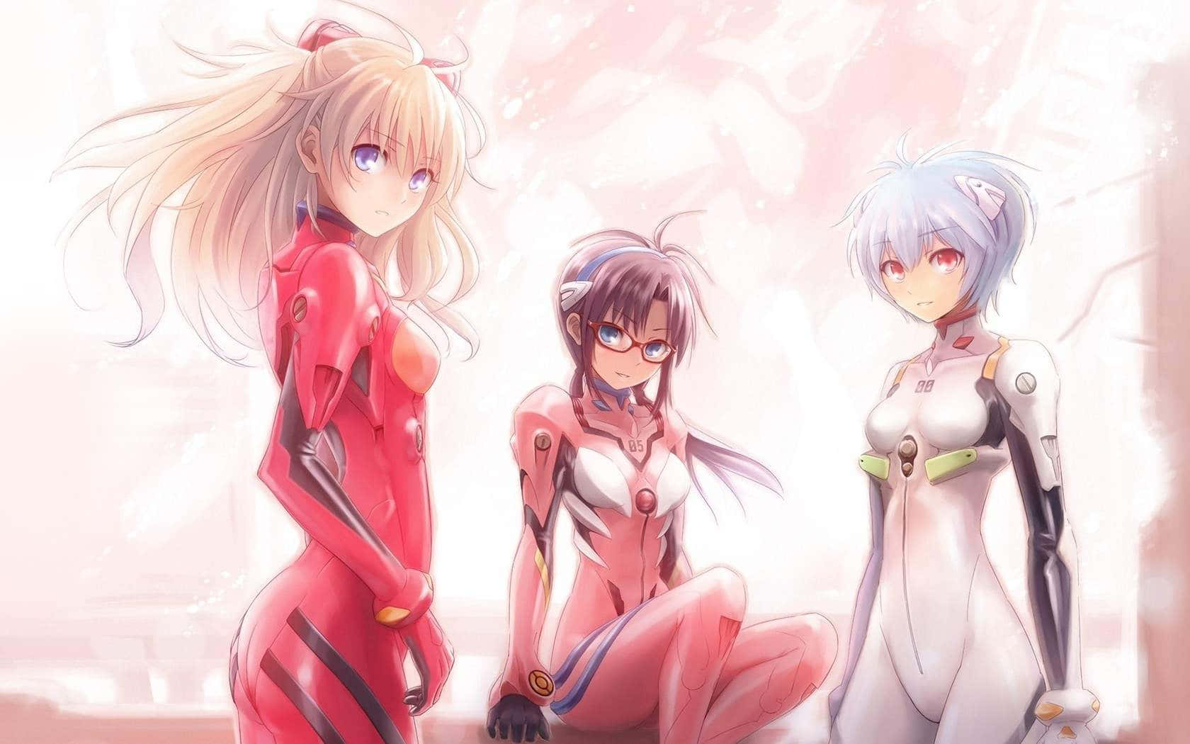 An Overview Of The Manga Series Evangelion In Its Classic Style Background