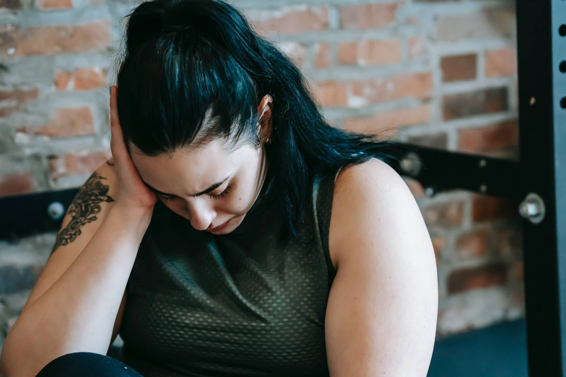 An Upset Fat Woman Contemplating Background