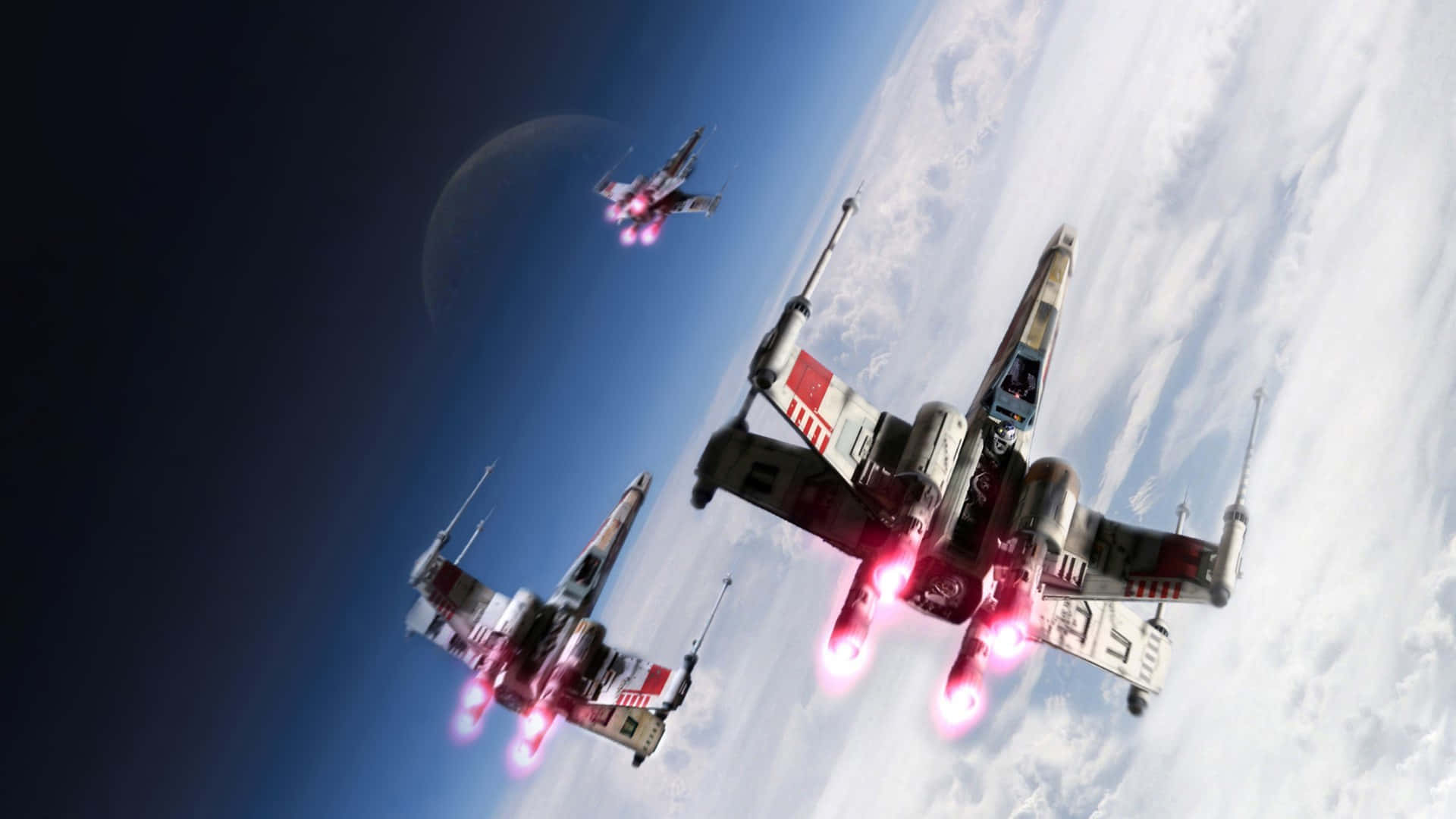 An X-wing Fighter Taking On The Empire Background