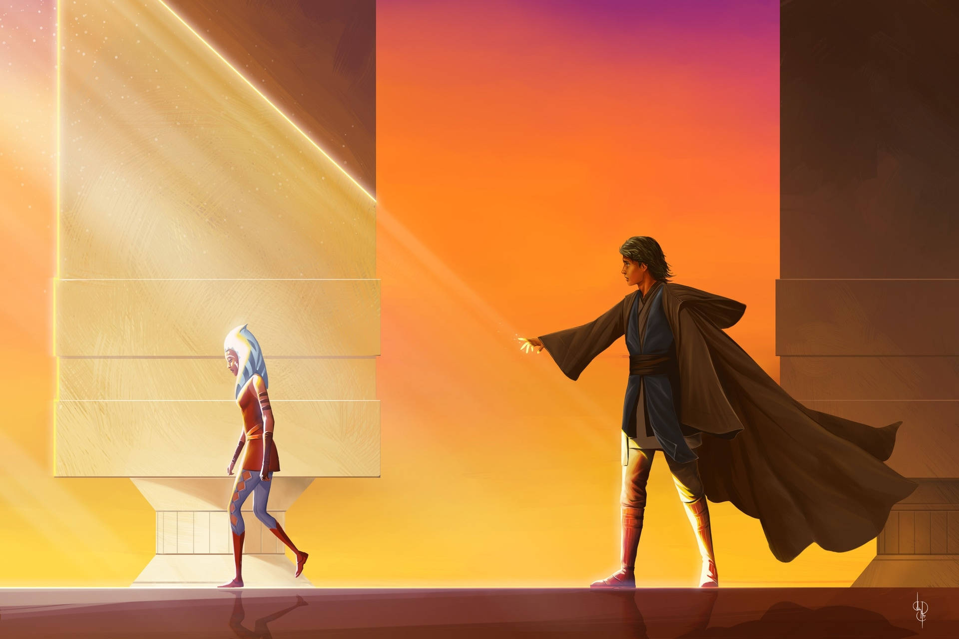 Anakin Skywalker Chasing Ahsoka Tano Background