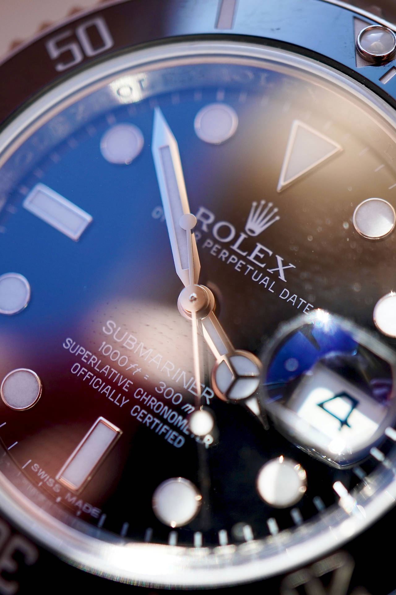Analog Watch Silver Rolex Logo Background