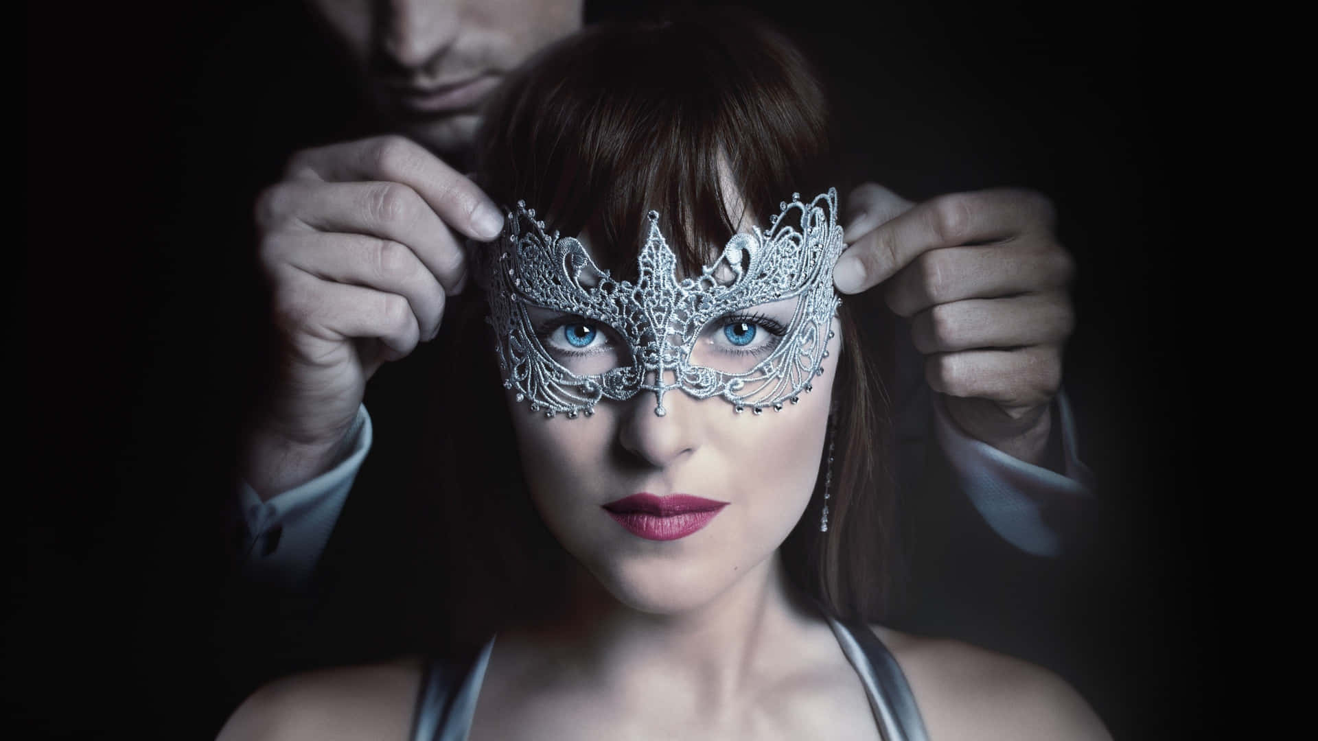 Anastasia With Mask From Fifty Shades Of Grey Background