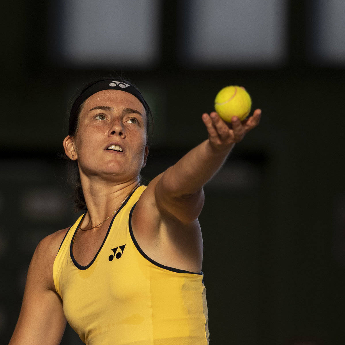 Anastasija Sevastova Holding Tennis Ball Background