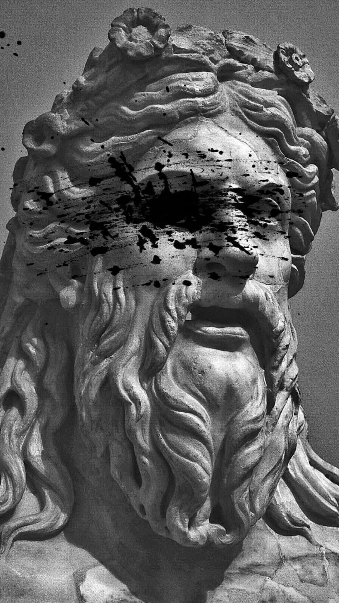 Ancient Bearded Statue Defaced Background