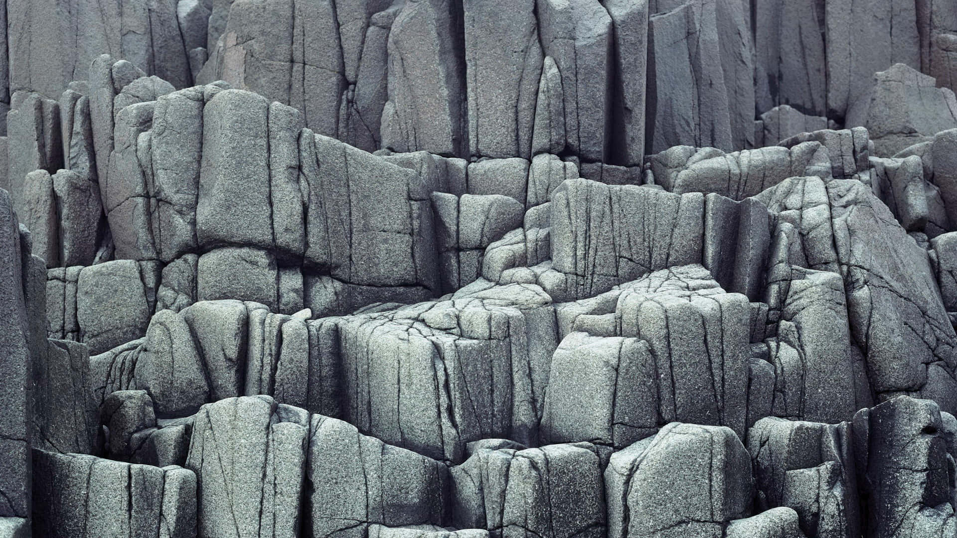 Ancient Columnar Basalt Rocks Formation