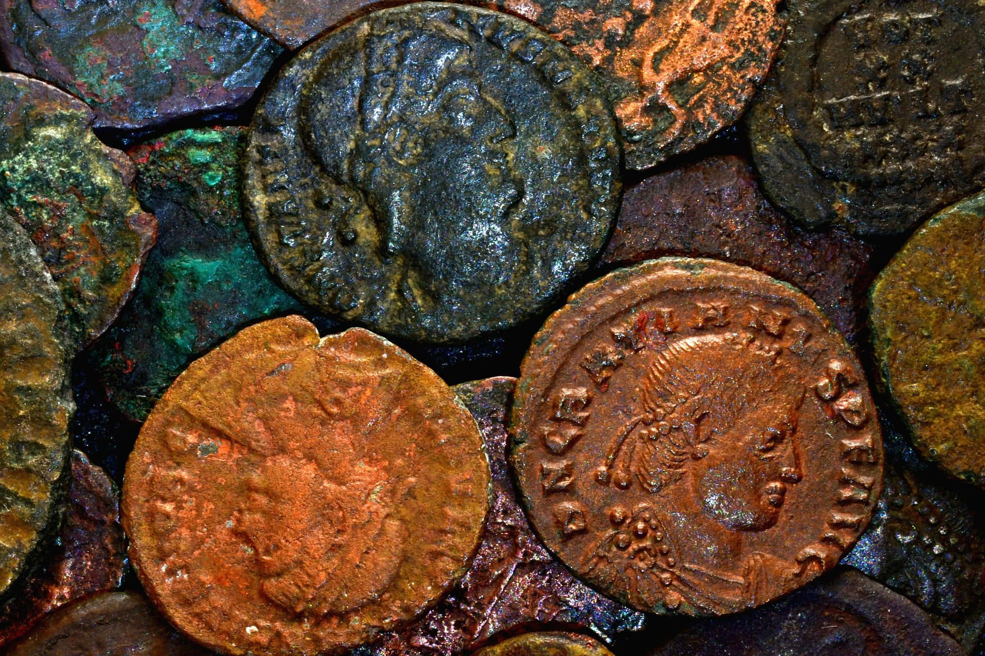 Ancient Copper Coins Texture