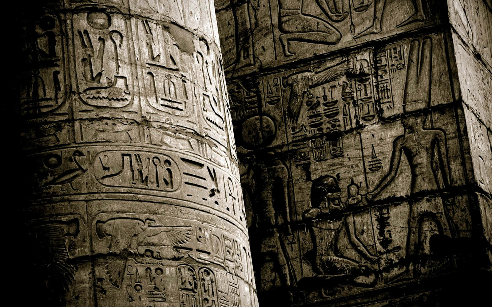 Ancient Egyptian Hieroglyphs Column Background