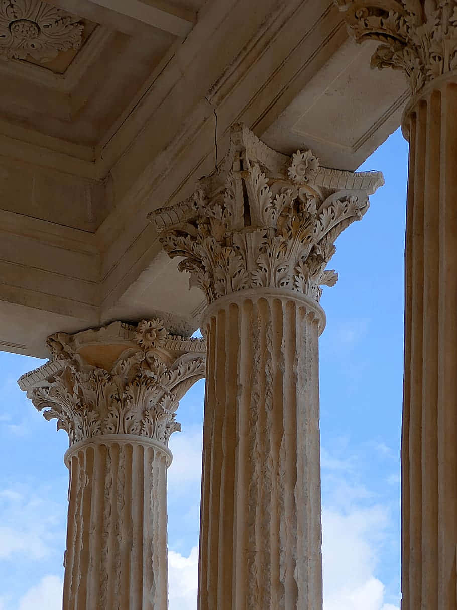 Ancient Maison Carrée Intricate Columns