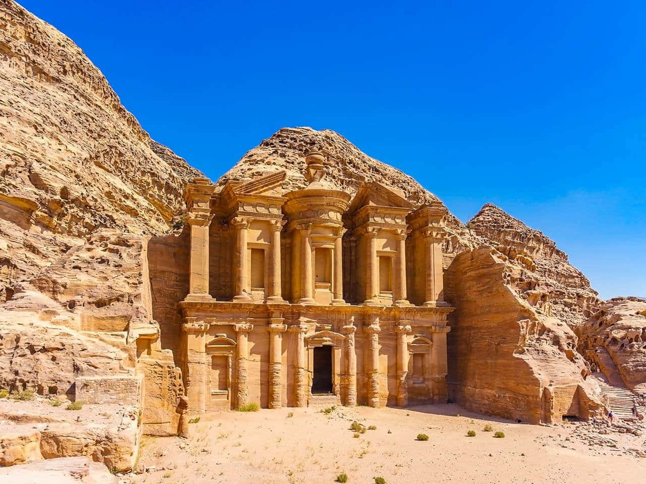 Ancient Monastery Facade In Petra