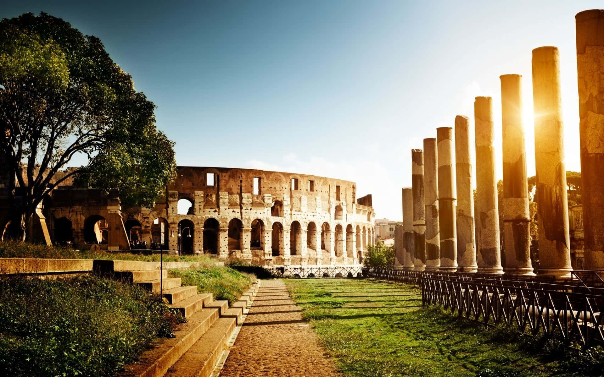 Ancient Roman Colosseum Park Desktop