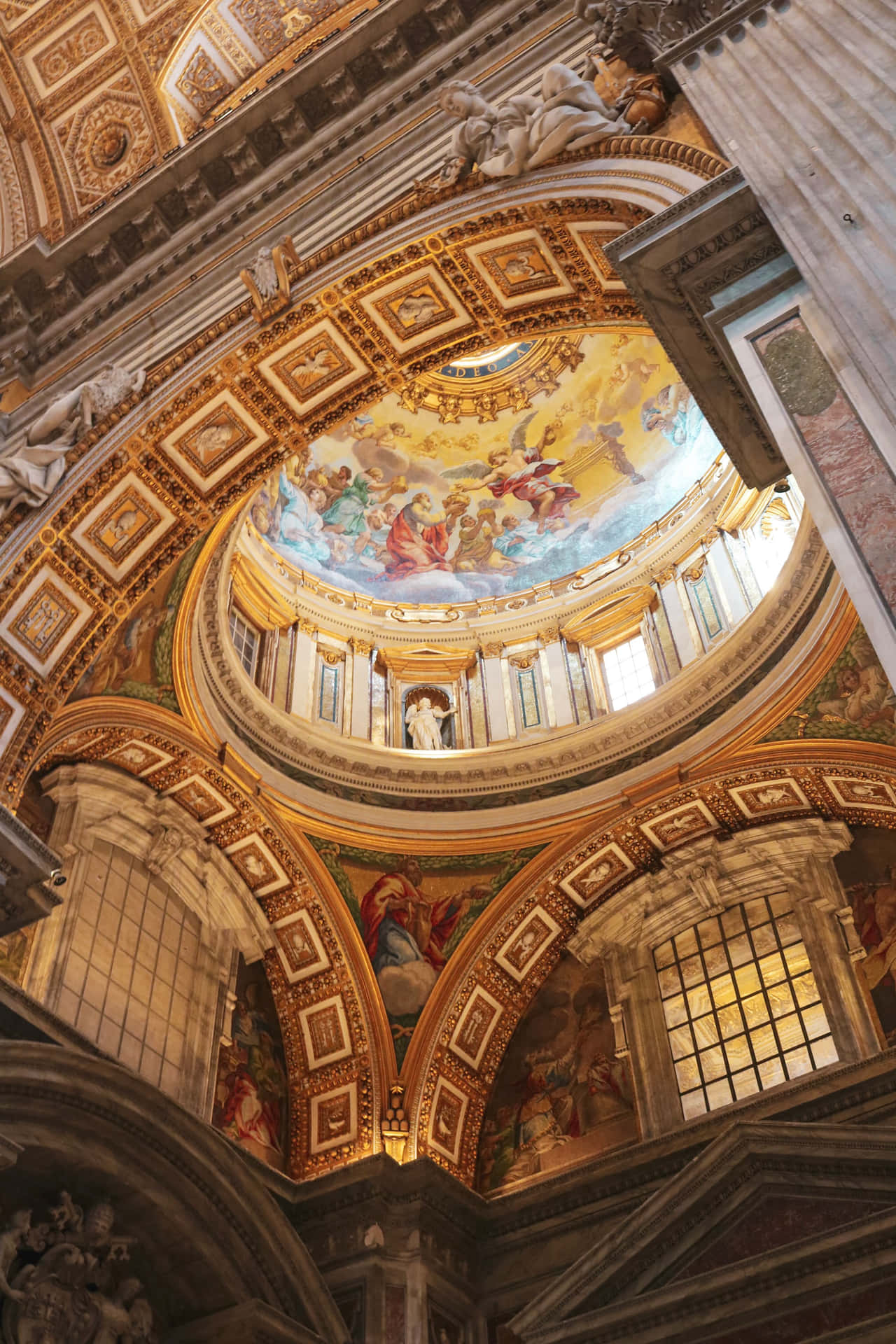 Ancient Roman St. Peter's Basilica Dome Vertical Desktop Background