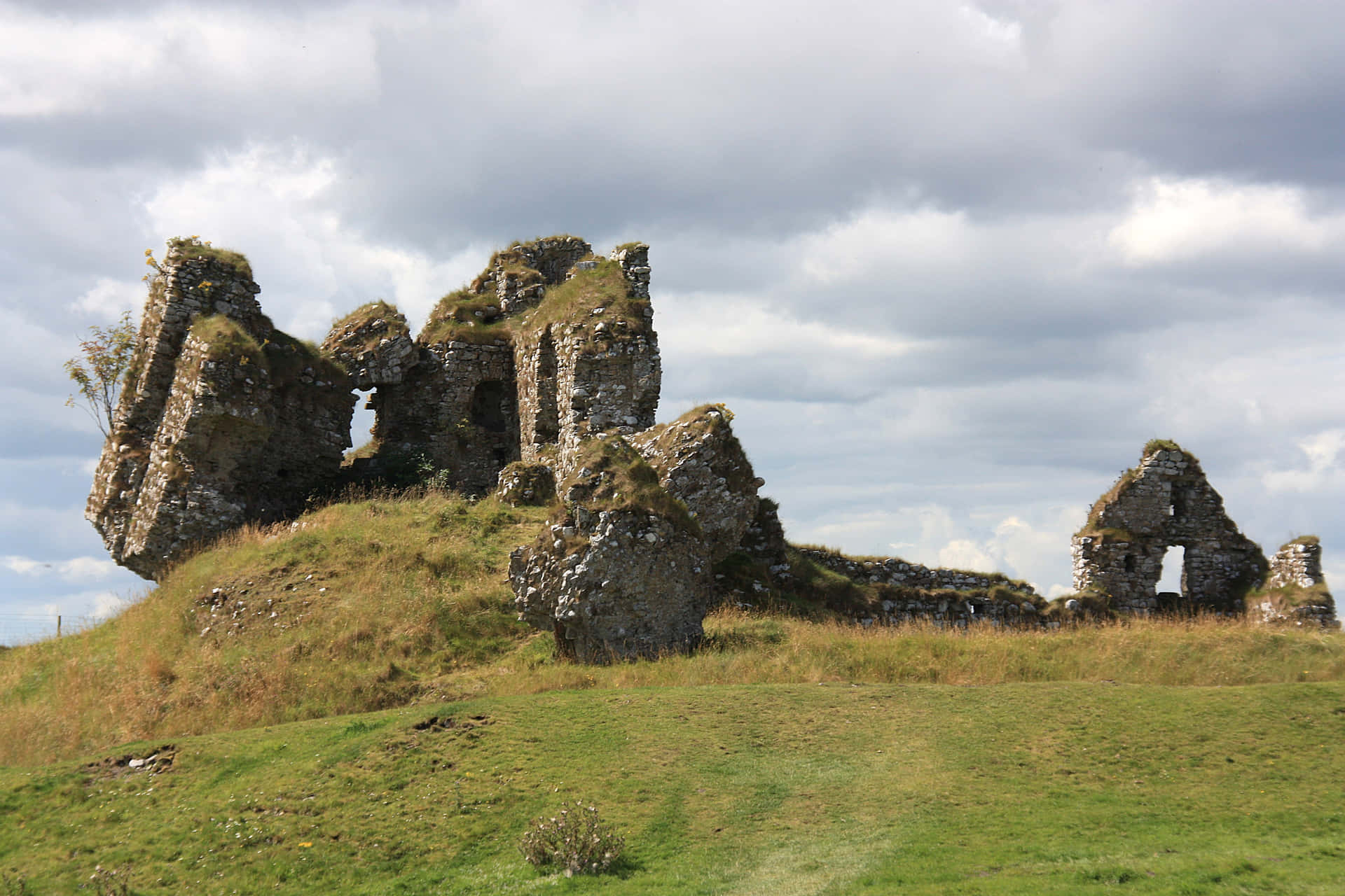 Ancient Ruinson Hillside Background