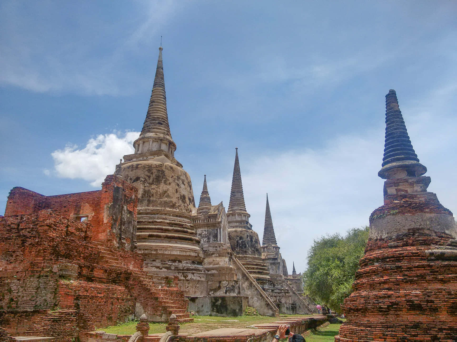 Ancient Stupas Ayutthaya Historical Park Thailand Background