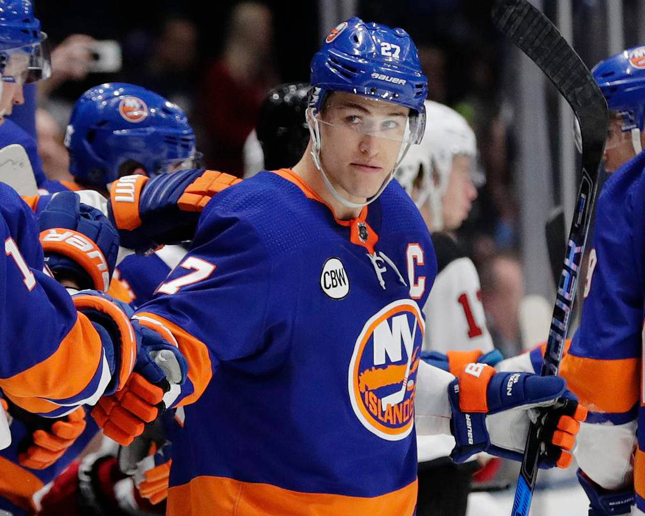 Anders Lee Number 27 At Nassau Coliseum Background