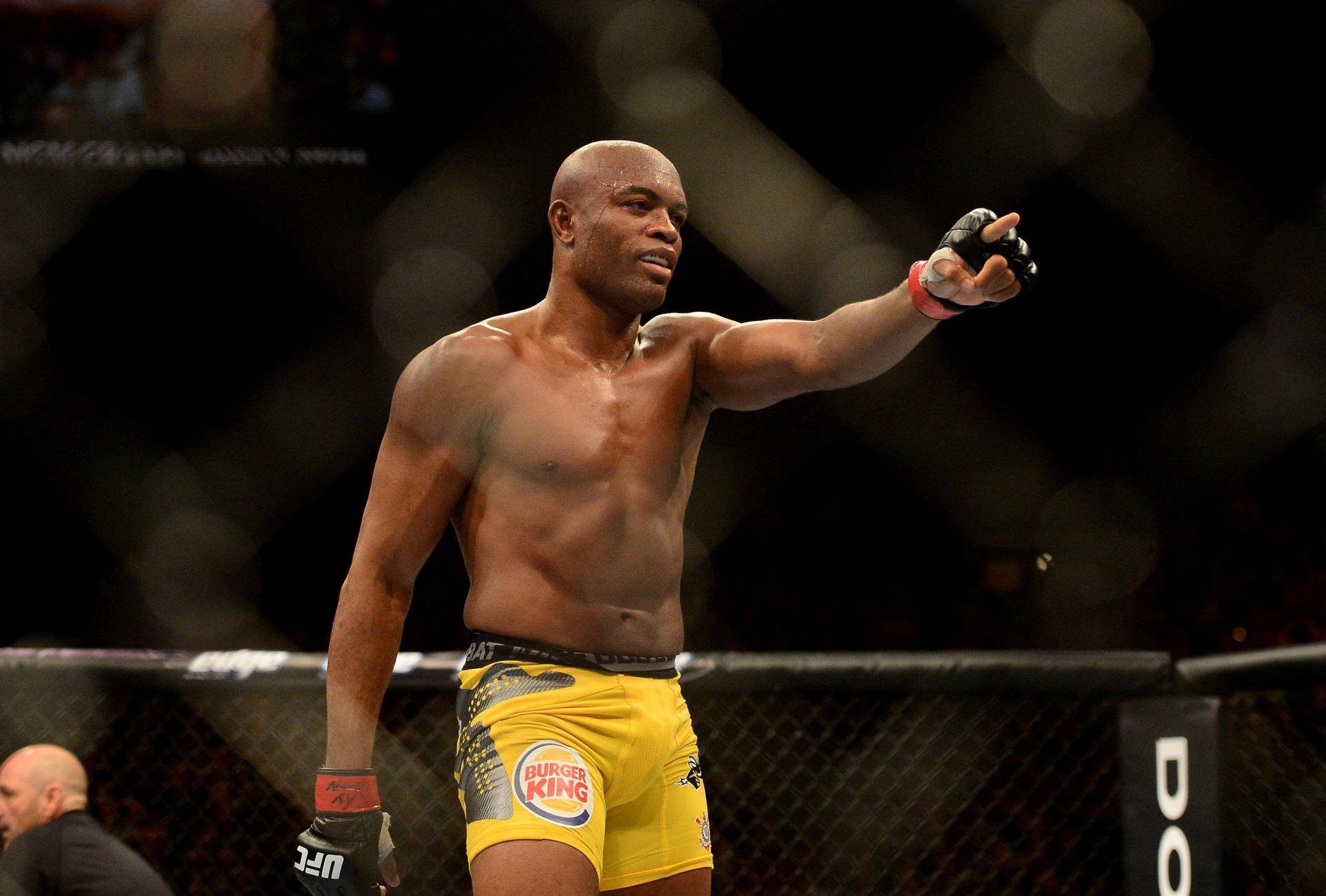 Anderson Silva Pointing Forward Background