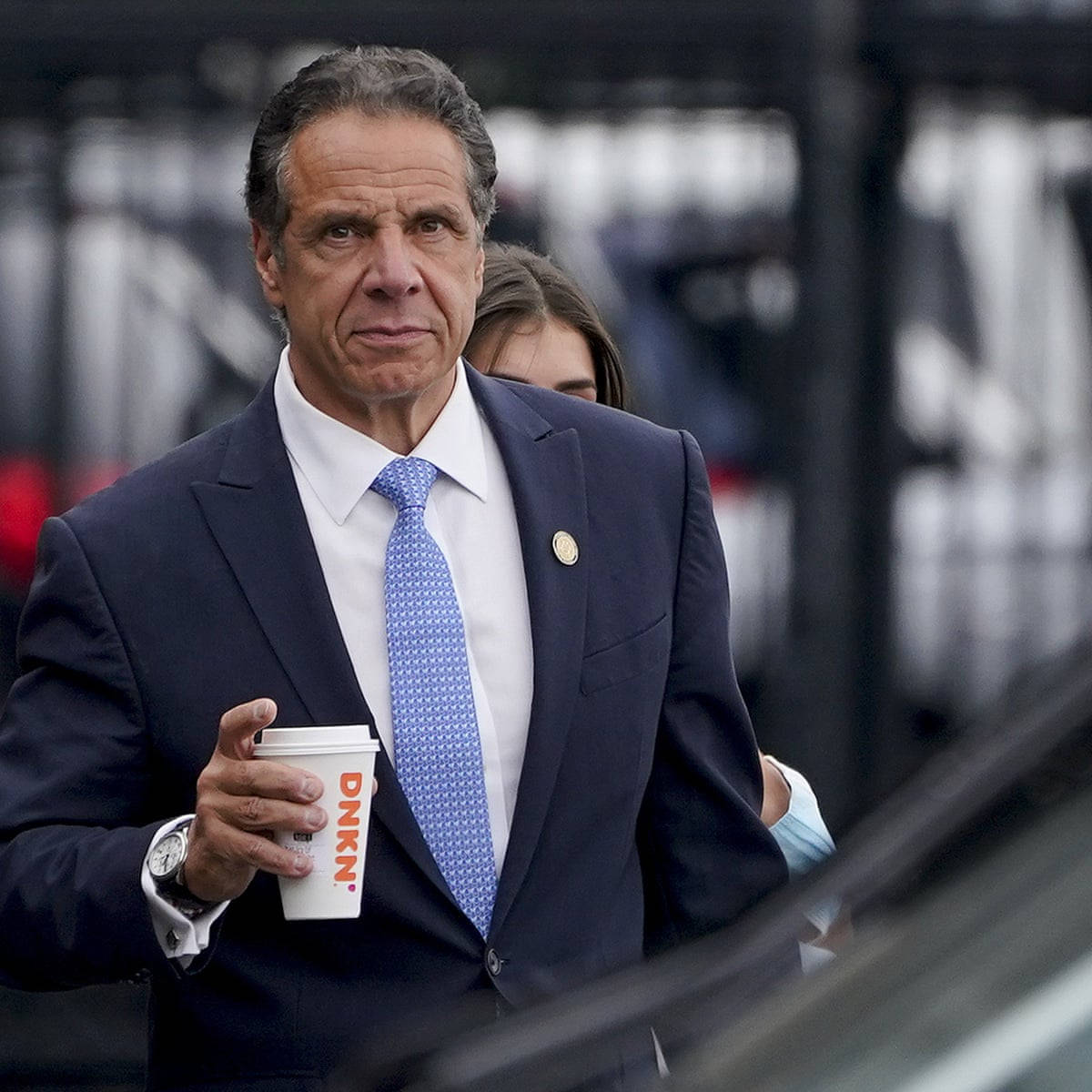 Andew Cuomo Holding A Dunkin' Donuts Coffee