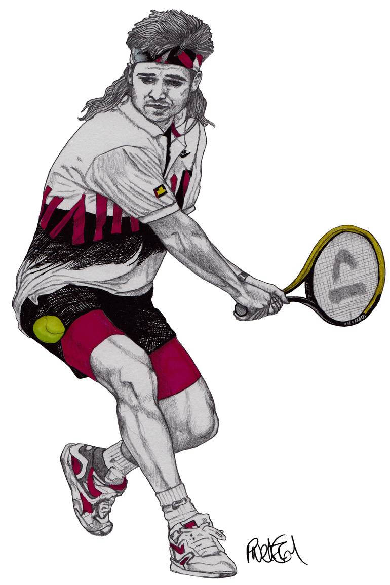 Andre Agassi In Action On The Tennis Court Background