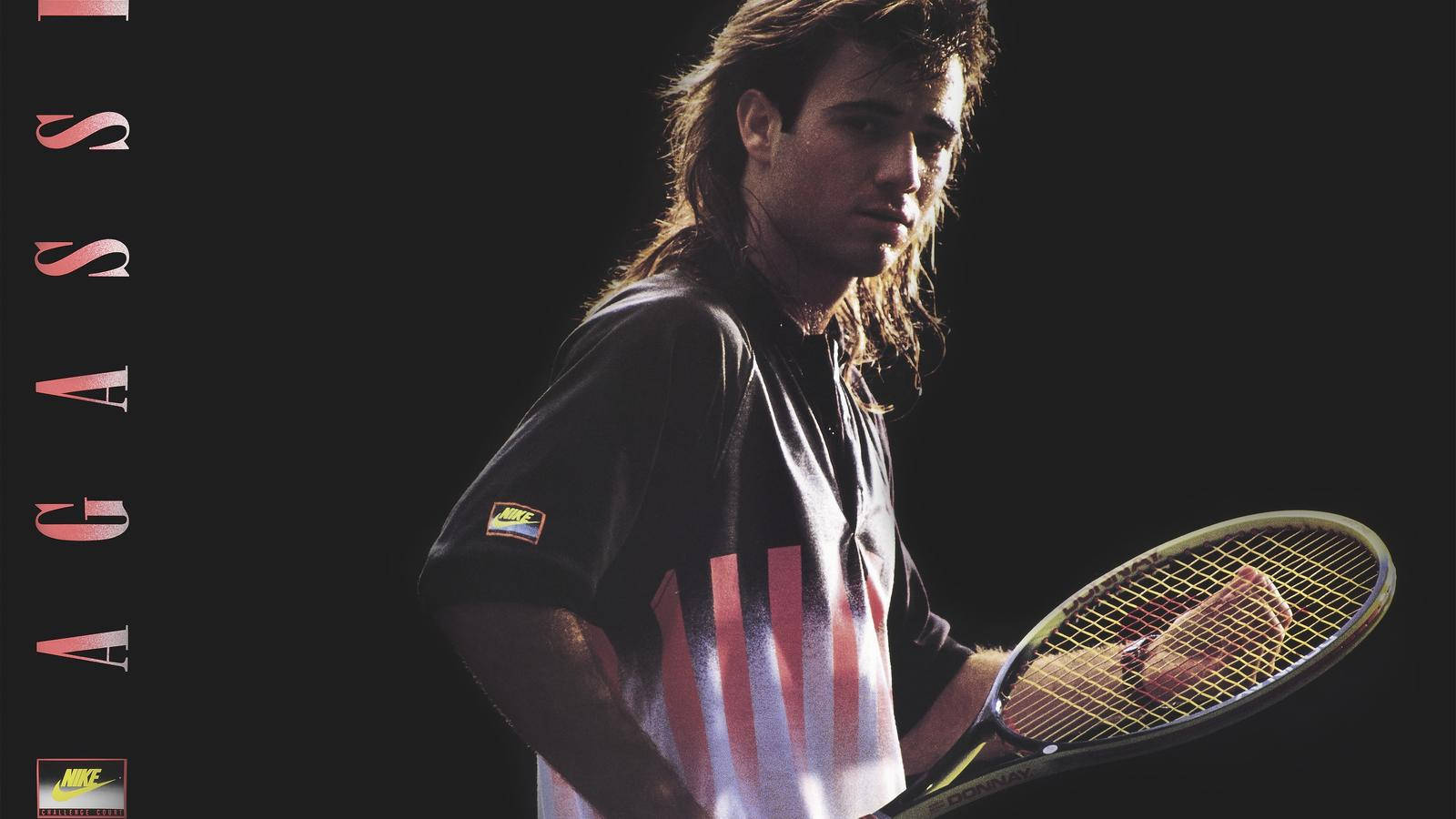 Andre Agassi In The Zone With His Racket Background