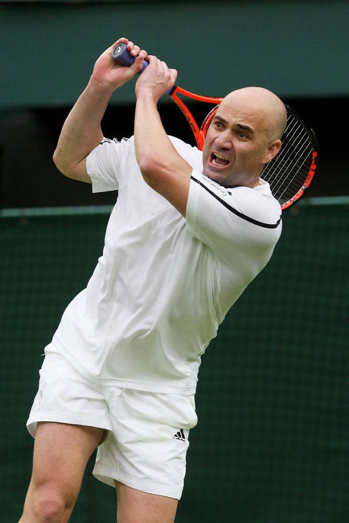 Andre Agassi In White Tennis Outfit Background