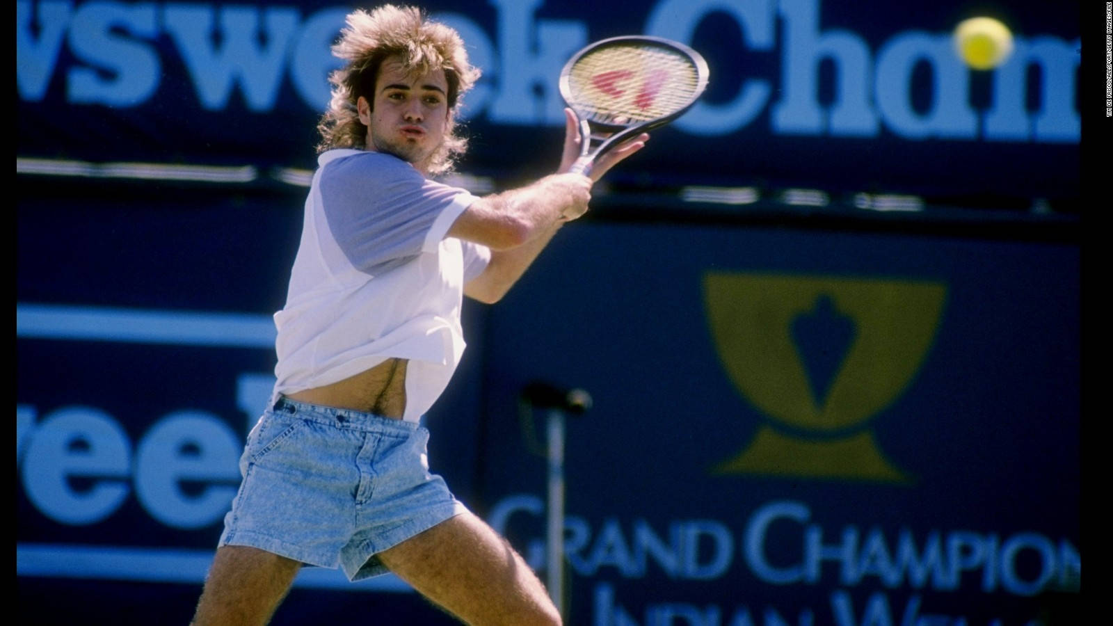 Andre Agassi Sporting Iconic Denim Shorts