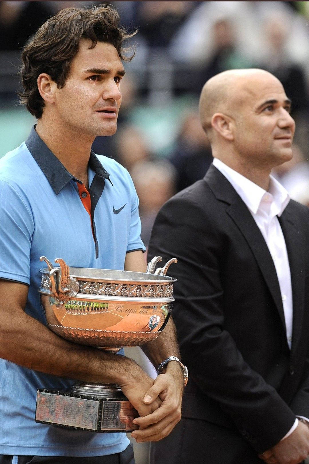 Andre Agassi With Roger Federer Background