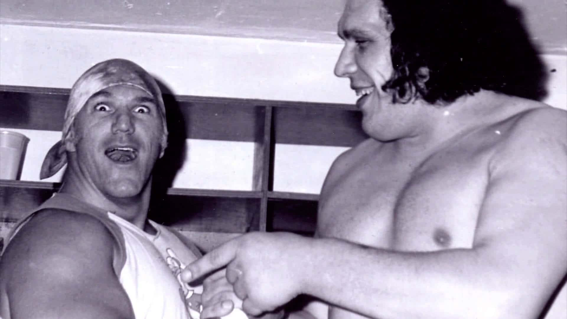 Andre The Giant Photograph With Hogan Background