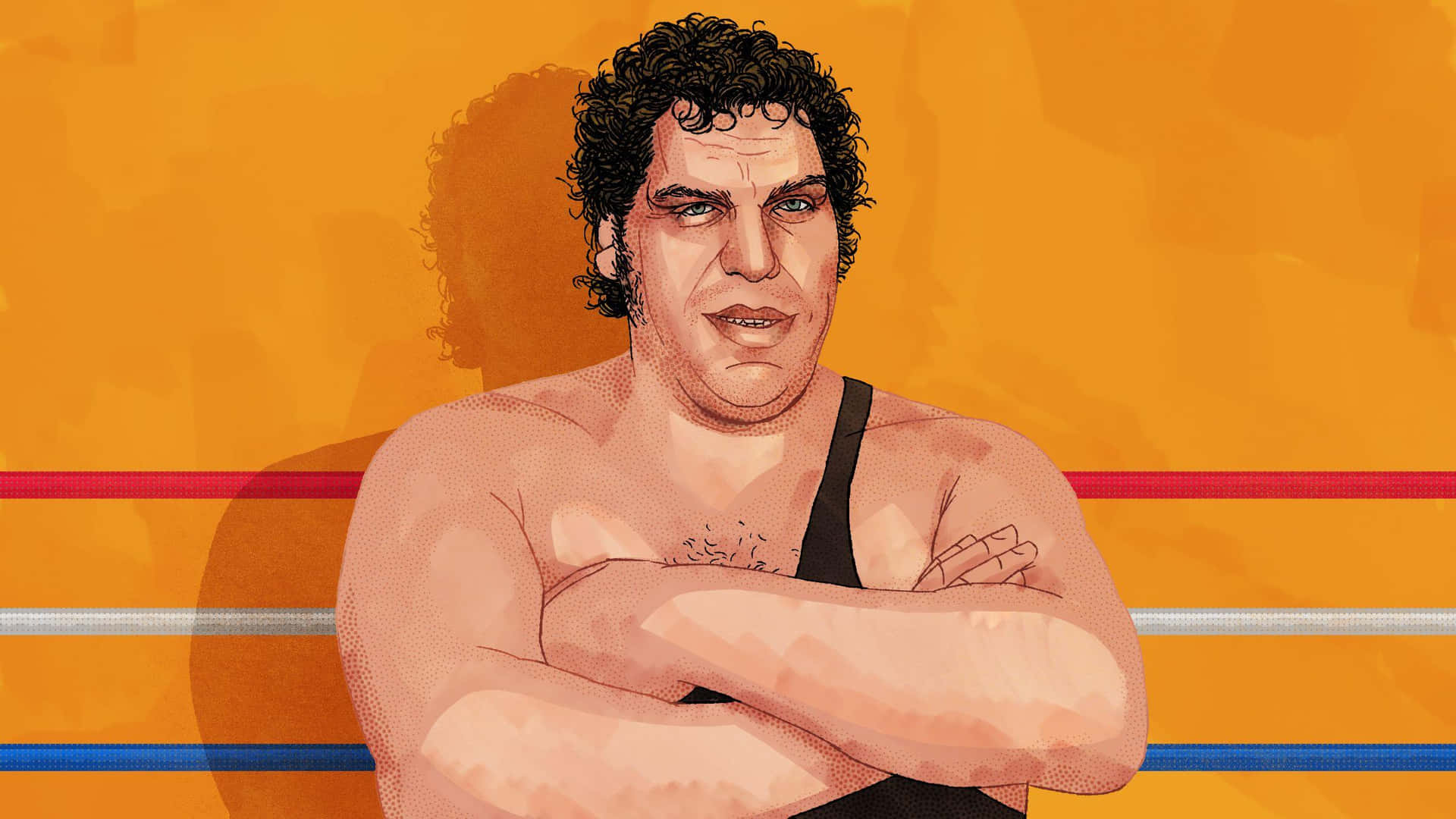 Andre The Giant Realistic Portrait Illustration Background