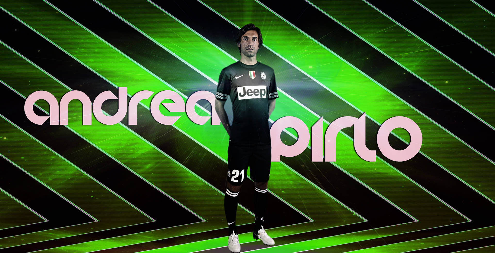 Andrea Pirlo Green Stripes Background