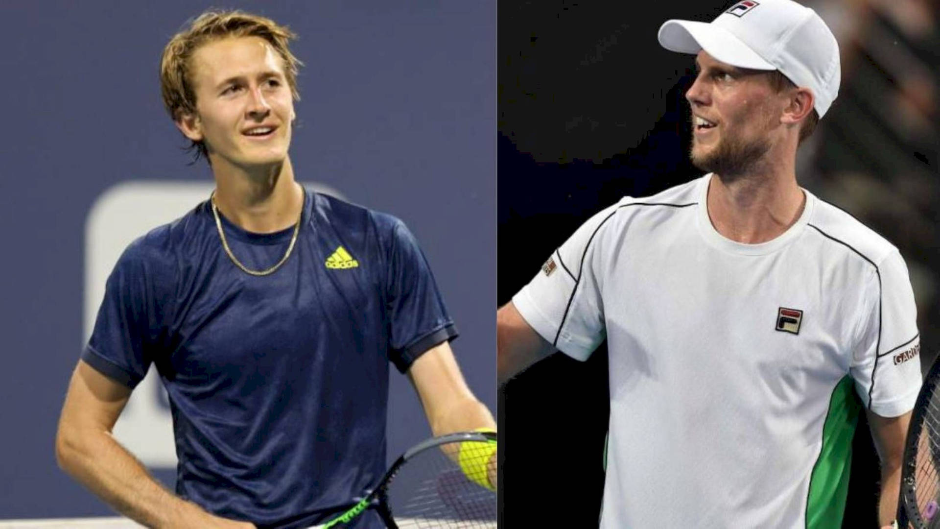 Andreas Seppi And Sebastian Korda Engaging In A Competitive Tennis Match. Background