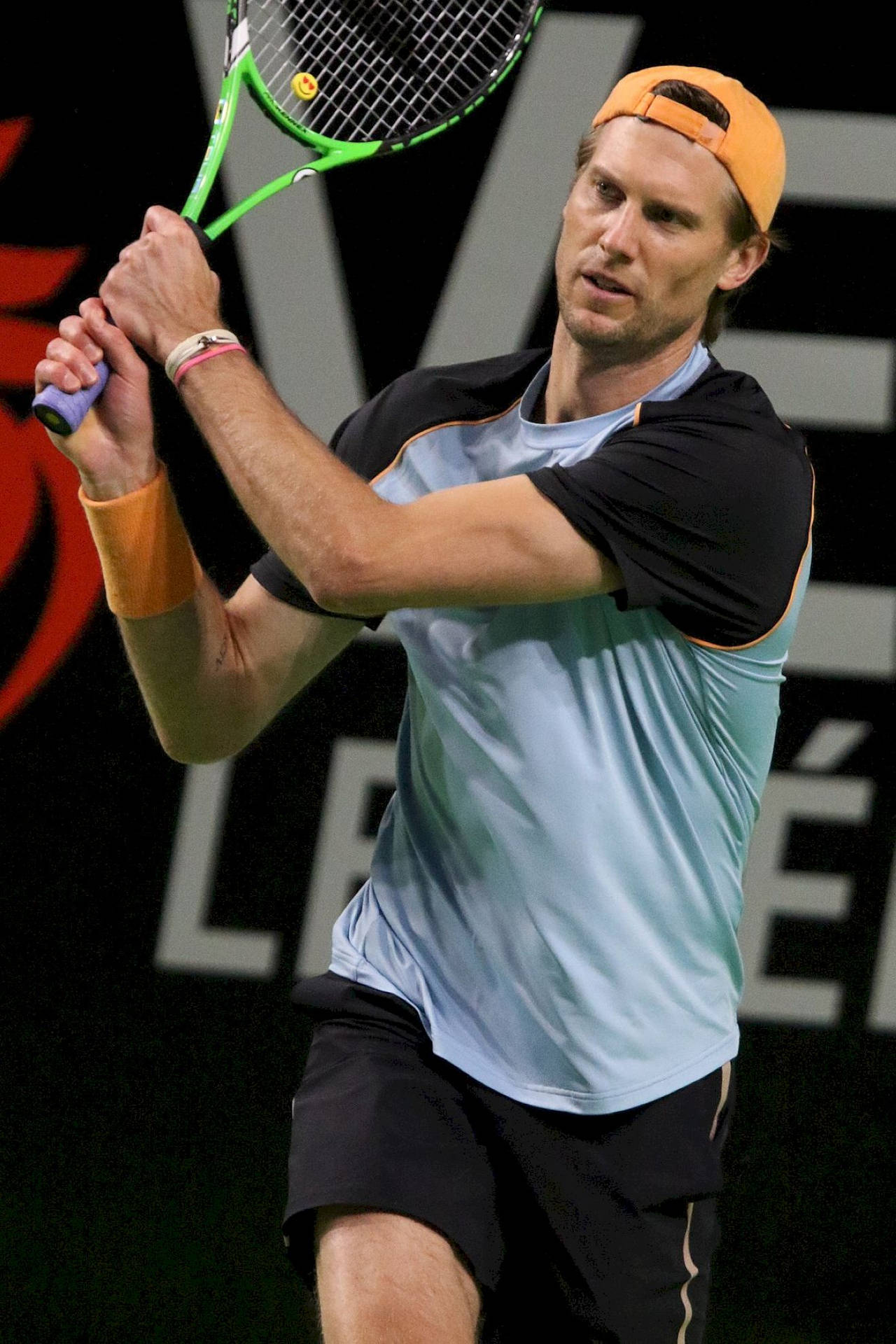 Andreas Seppi Delivering A Powerful Middle-game Shot Background