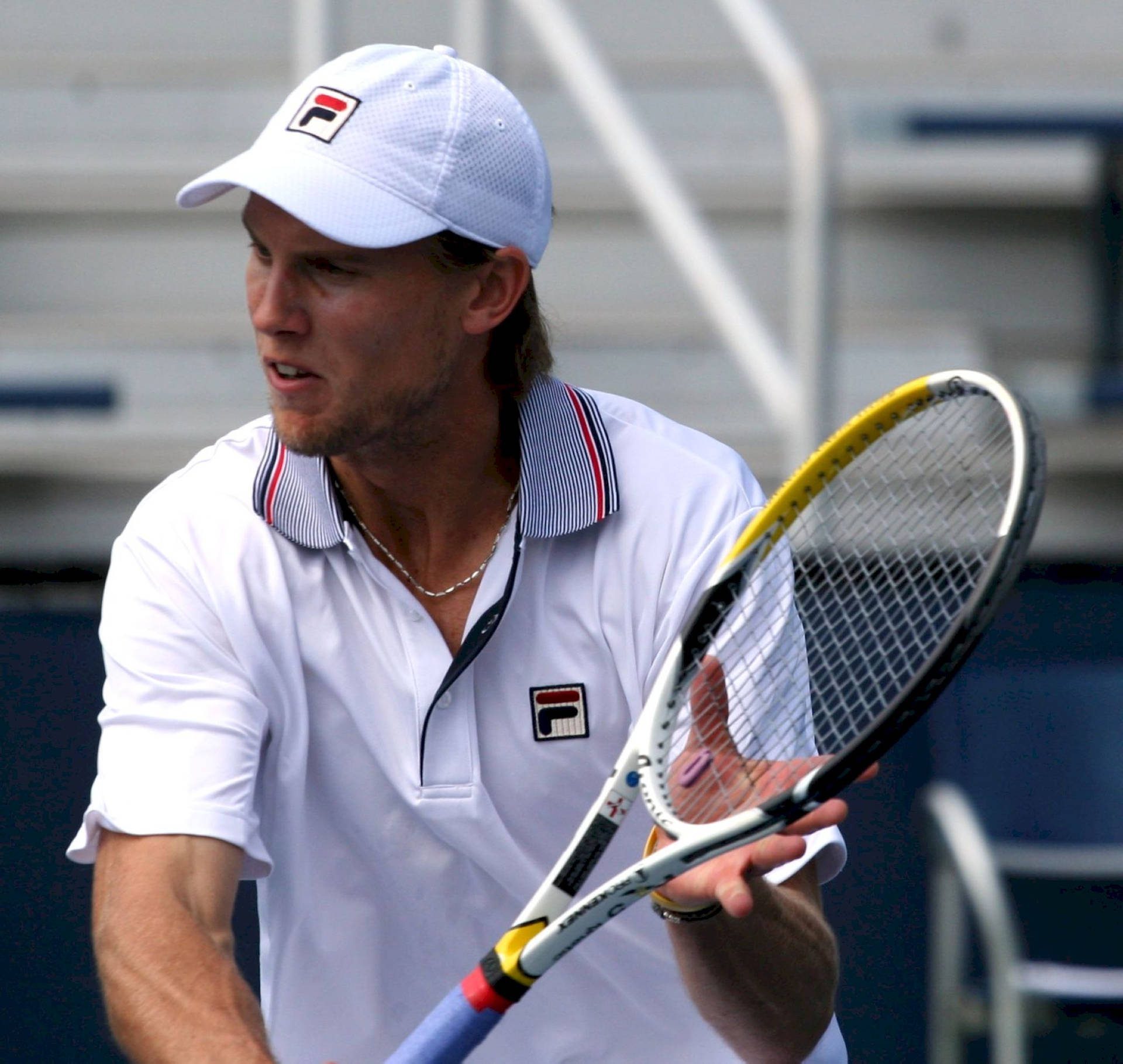 Andreas Seppi In Action With His Racket Background