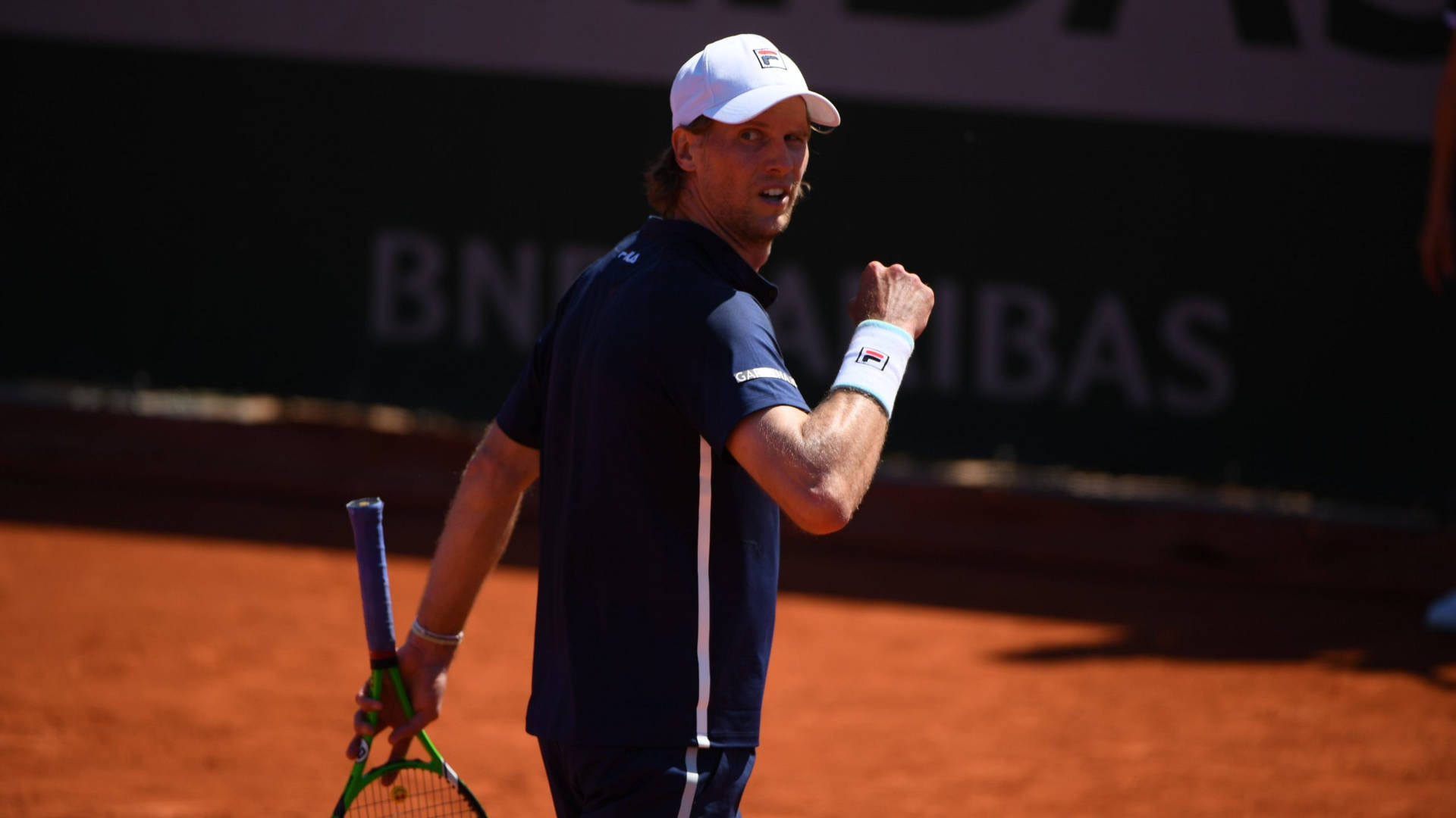 Andreas Seppi Looking Back On The Tennis Court. Background