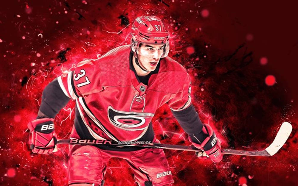 Andrei Svechnikov Red Hurricanes Poster Background