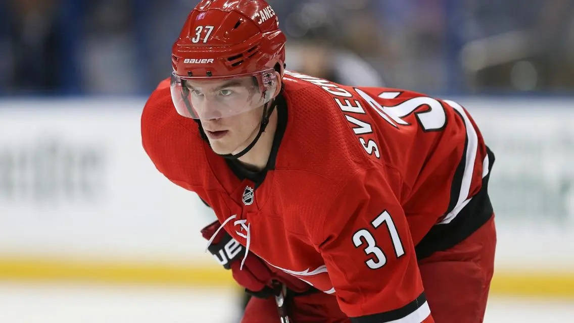 Andrei Svechnikov Red Jersey Carolina Hurricanes Background