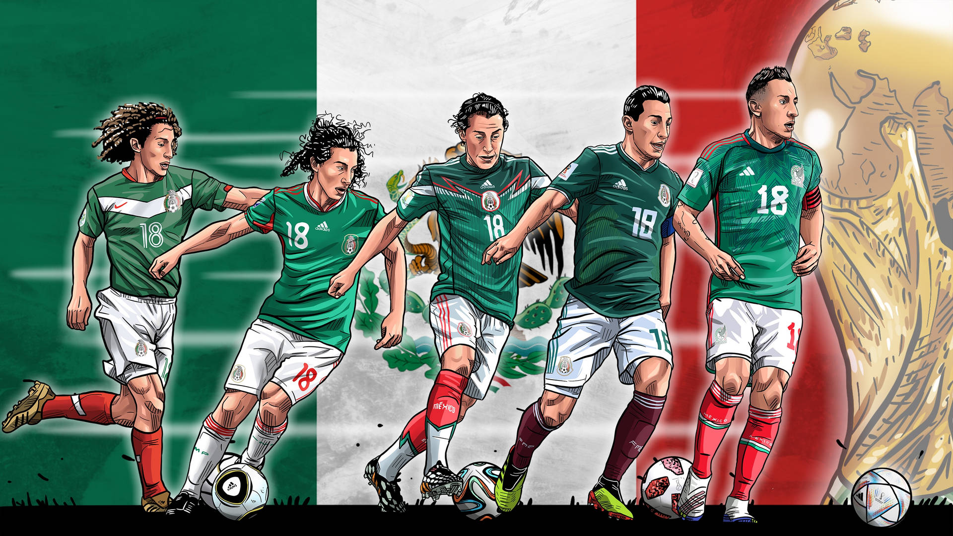 Andres Guardado Art Mexico National Football Team Background