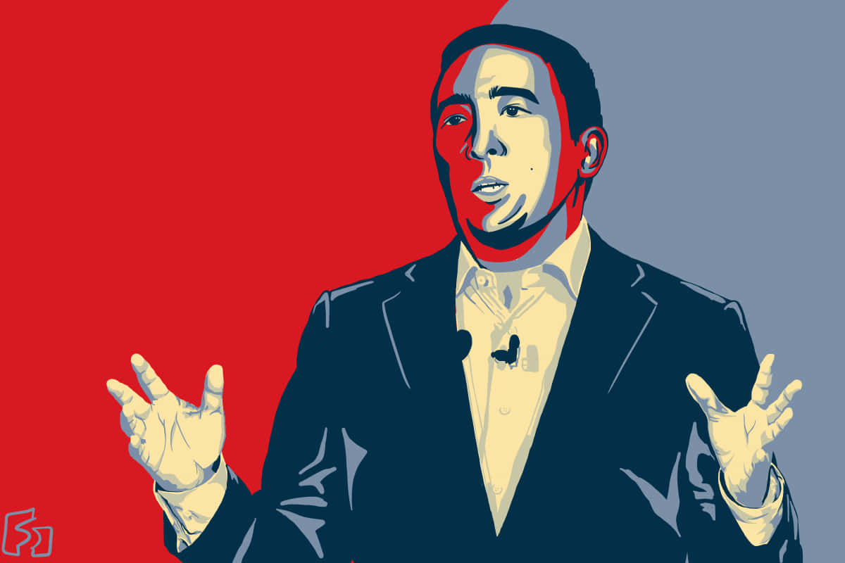 Andrew Yang Blue And Red Poster
