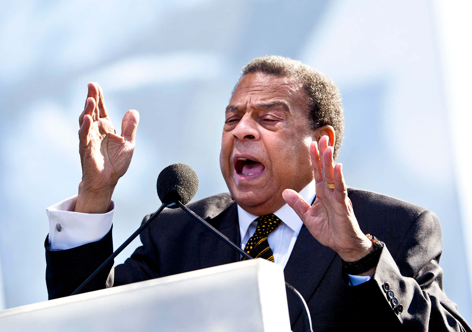 Andrew Young During Intense Speech Background
